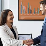 **Image Prompt:** A confident financial advisor shaking hands with a smiling client in a modern office setting. The advisor is holding a Securities Investment Advisor certificate. The background subtly displays charts and graphs.