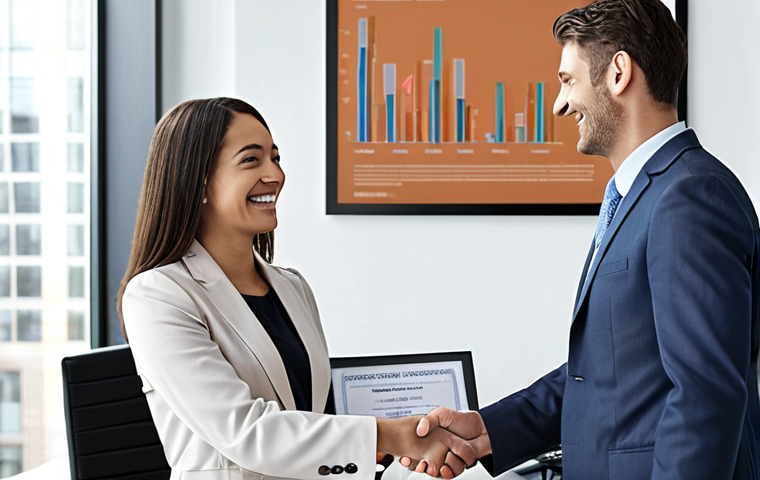 **Image Prompt:** A confident financial advisor shaking hands with a smiling client in a modern office setting. The advisor is holding a Securities Investment Advisor certificate. The background subtly displays charts and graphs.