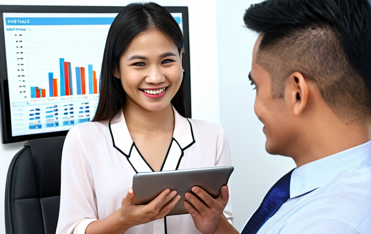 **Image Prompt:** A friendly financial consultant in a modern office setting, explaining stock charts on a tablet to a smiling Malay couple. The atmosphere is welcoming and professional. Focus on building trust and understanding.
